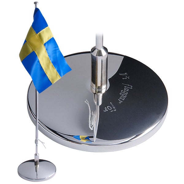 Flaggstång med text 42 cm Fri gravyr! i nysilver