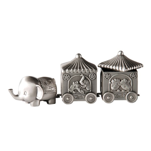 Elefant Med 2 Vagnar i tenn 14 cm