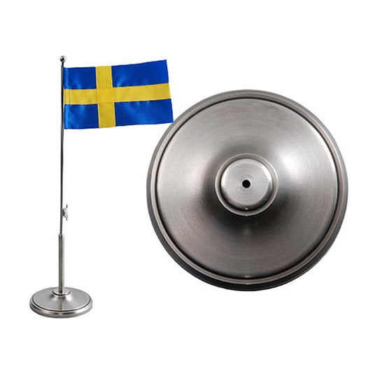Flaggstång i tenn, 42 cm med svensk flagga