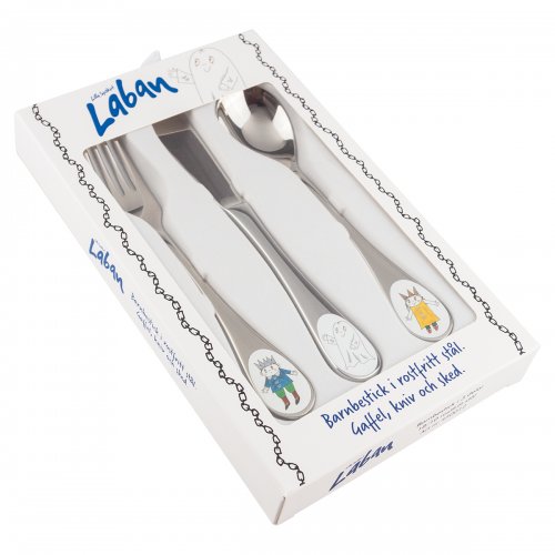 Barnbestick 3-delar Lilla Spöket Laban i rostfritt stål 17,5 cm
