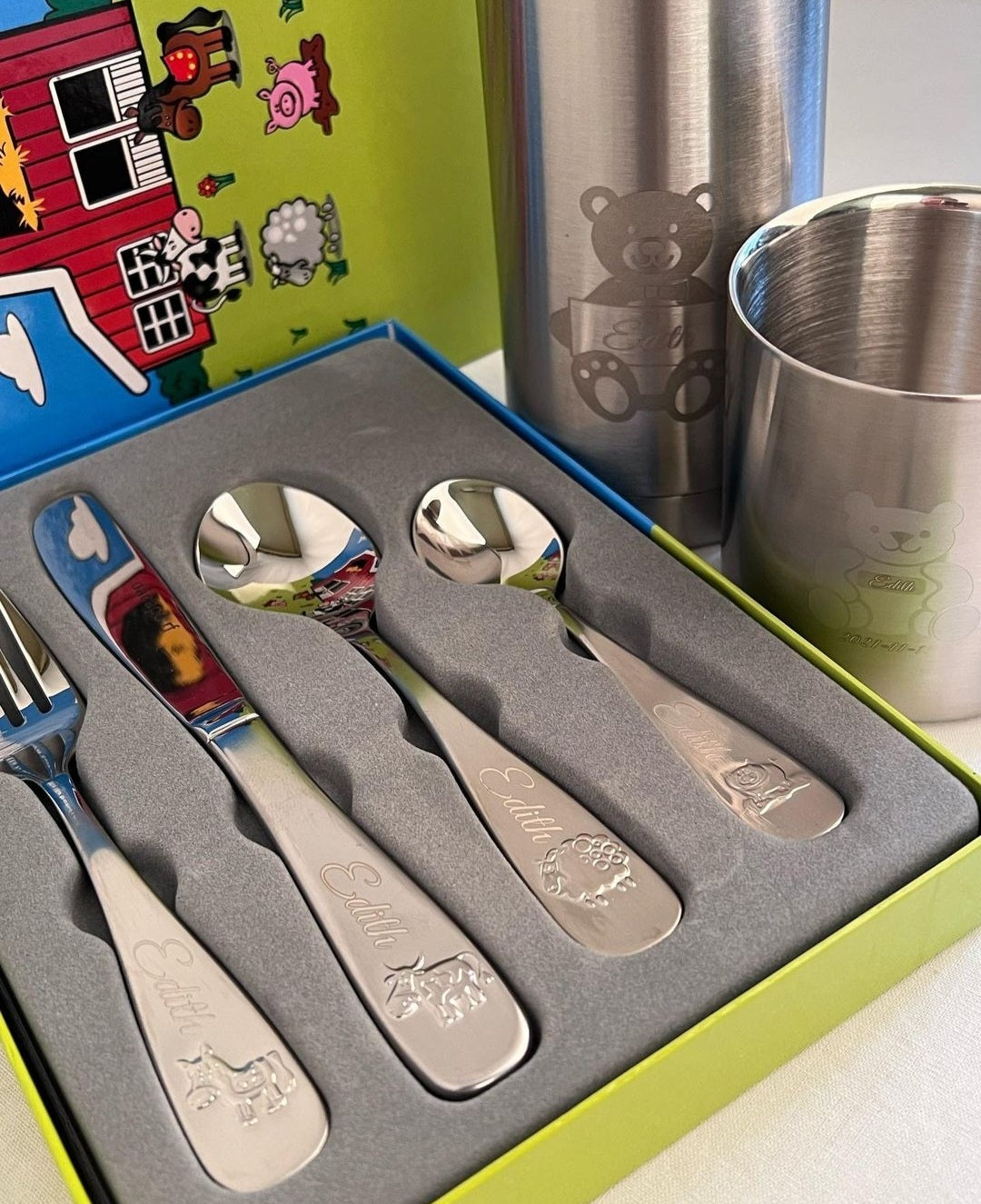 Barnbestick Brokiga 3-del i rostfritt stål 16,5 cm – bild 2