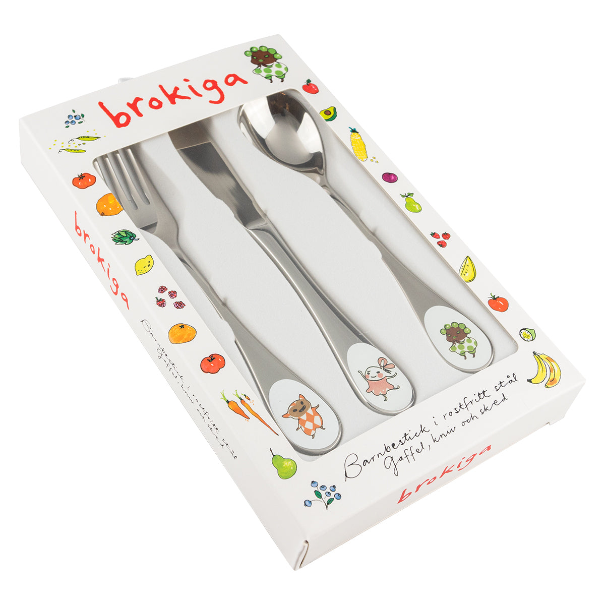 Barnbestick Brokiga 3-del i rostfritt stål 16,5 cm