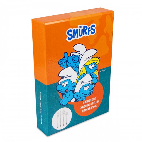 Barnbestick Smurfarna 4-delar i rostfritt stål – bild 2