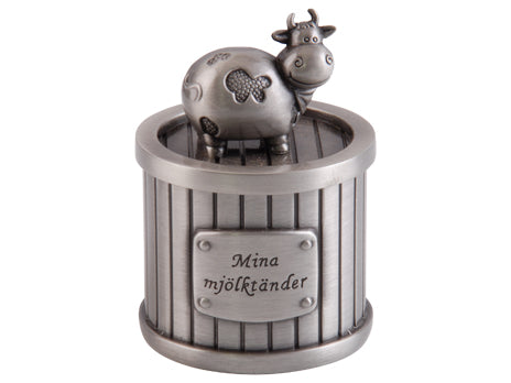 Tanddosa "Mina mjölktänder" i tenn 4 cm