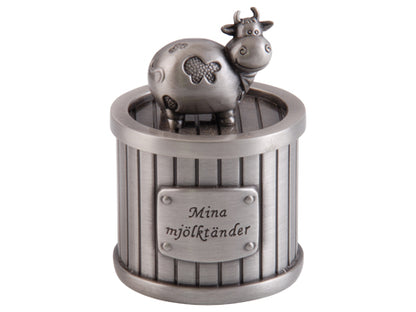 Tanddosa "Mina mjölktänder" i tenn 4 cm