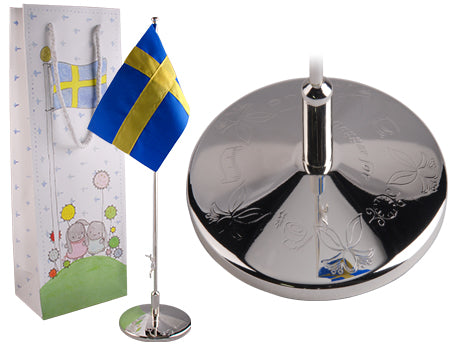 Dopflagga Dopflaggstång "Vi flaggar för" inkl gravyr i nysilver 42 cm